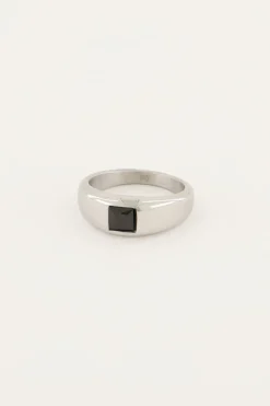 Bague MOOD Avec Pierre Noire Carrée