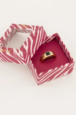 Bague MOOD Avec Pierre Noire Carrée