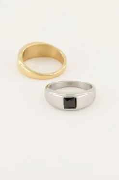 Bague MOOD Avec Pierre Noire Carrée