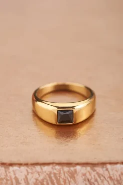 Bague MOOD Avec Pierre Noire Carrée