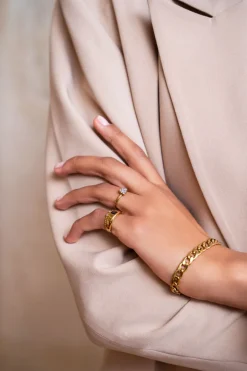 Bague MOOD Avec Pierre Noire Carrée