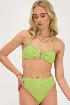 Bas De Bikini Vert Taille Haute En Lurex