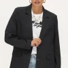 Blazer Gris Foncé Avec Poches Et Boutons