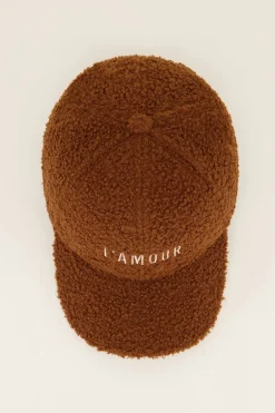 Casquette Marron En Tissu Peluche L'amour