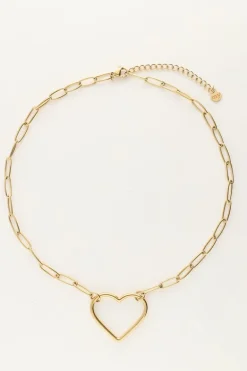 Collier Chaîne Avec Grand Pendentif Cœur Ouvert