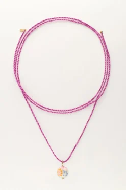 Collier En Corde Violette Avec Perle Signe Du Zodiaque