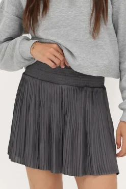 Jupe Plissée Grise Avec Ceinture élastique