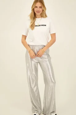 Pantalon Argenté à Jambes Larges