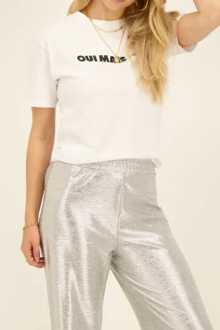 Pantalon Argenté à Jambes Larges