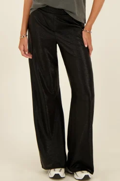Pantalon Large Noir Métallisé