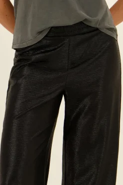 Pantalon Large Noir Métallisé