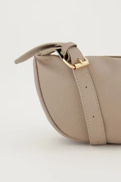 Sac à Bandoulière Taupe Avec Fermeture éclair Dorée